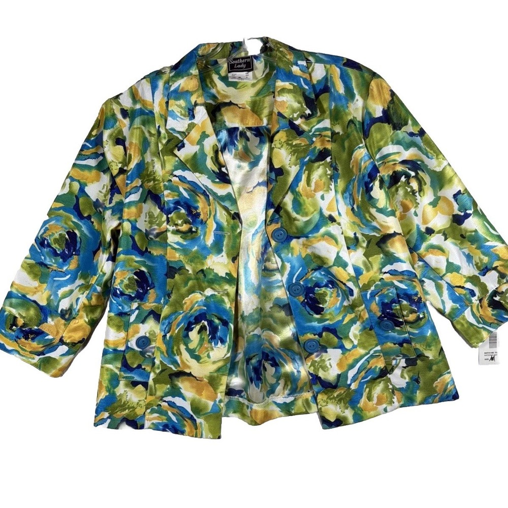 Women's Medium Jacket Southern Lady 3/4 Sleeve Button Up Collard